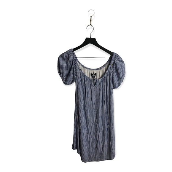 Lulus Keep It Fresh Blue and White Striped Off-the-Shoul Medium - Picture 2 of 2
